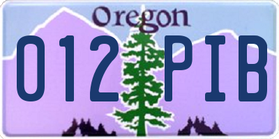 OR license plate 012PIB