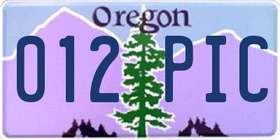 OR license plate 012PIC