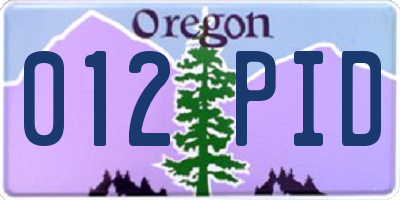 OR license plate 012PID