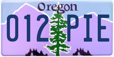 OR license plate 012PIE