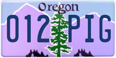 OR license plate 012PIG