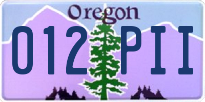 OR license plate 012PII
