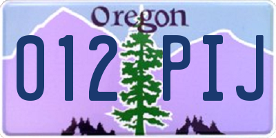 OR license plate 012PIJ