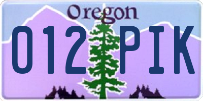 OR license plate 012PIK