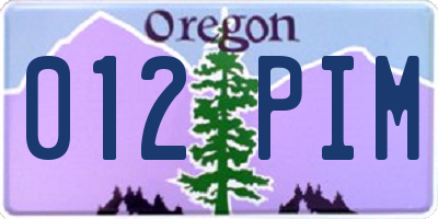 OR license plate 012PIM