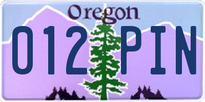 OR license plate 012PIN