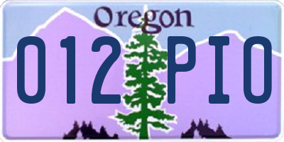 OR license plate 012PIO