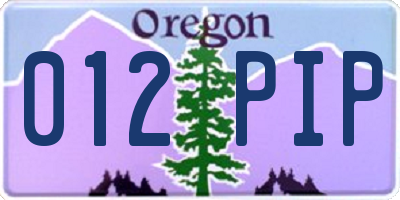 OR license plate 012PIP