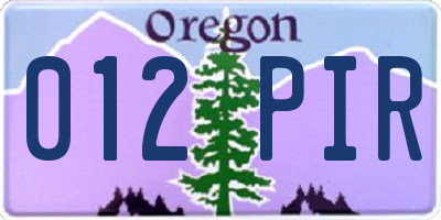 OR license plate 012PIR