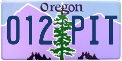 OR license plate 012PIT