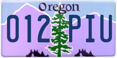 OR license plate 012PIU