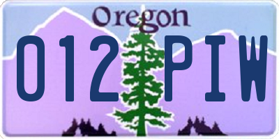 OR license plate 012PIW