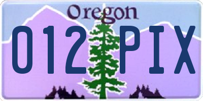 OR license plate 012PIX