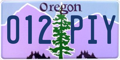OR license plate 012PIY