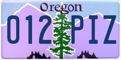 OR license plate 012PIZ