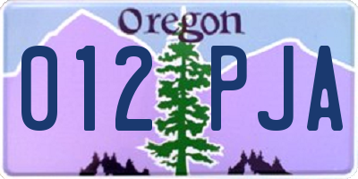 OR license plate 012PJA