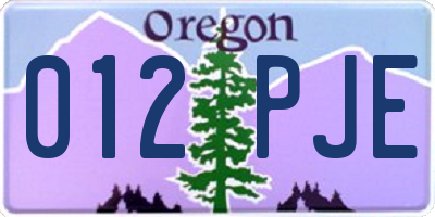 OR license plate 012PJE