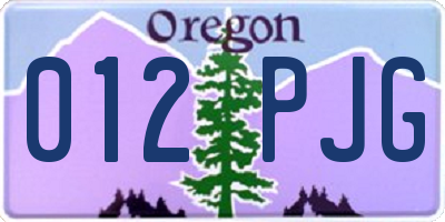 OR license plate 012PJG