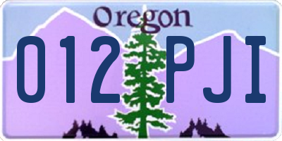OR license plate 012PJI