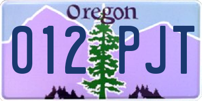 OR license plate 012PJT