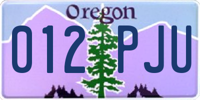 OR license plate 012PJU