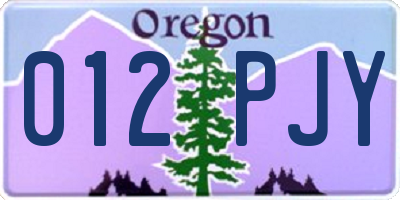 OR license plate 012PJY
