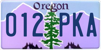 OR license plate 012PKA