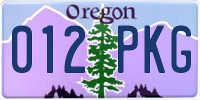 OR license plate 012PKG