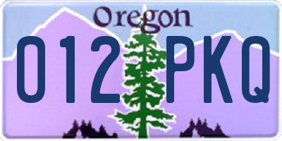 OR license plate 012PKQ