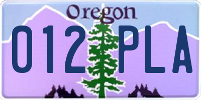 OR license plate 012PLA