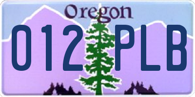 OR license plate 012PLB