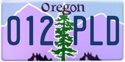 OR license plate 012PLD