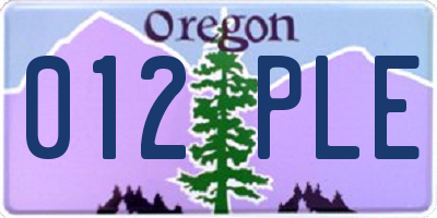 OR license plate 012PLE
