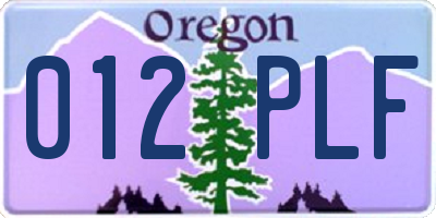 OR license plate 012PLF