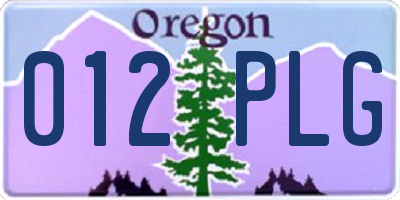 OR license plate 012PLG