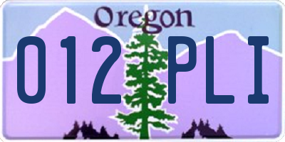 OR license plate 012PLI