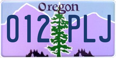 OR license plate 012PLJ