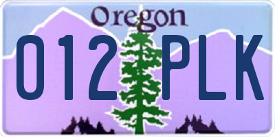 OR license plate 012PLK