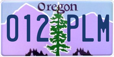 OR license plate 012PLM