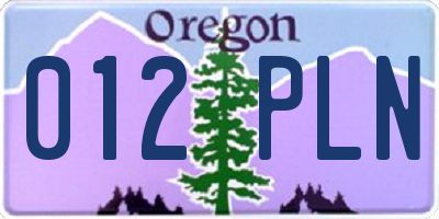 OR license plate 012PLN