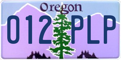 OR license plate 012PLP