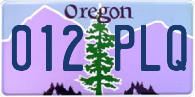 OR license plate 012PLQ