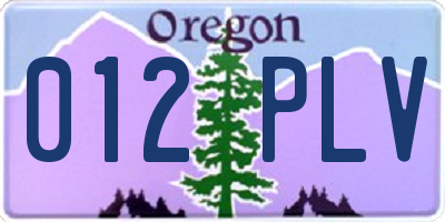 OR license plate 012PLV