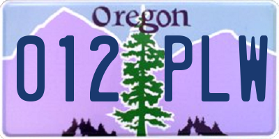OR license plate 012PLW