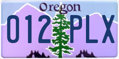 OR license plate 012PLX
