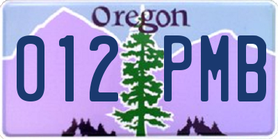 OR license plate 012PMB