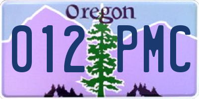 OR license plate 012PMC