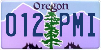 OR license plate 012PMI