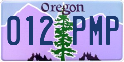 OR license plate 012PMP