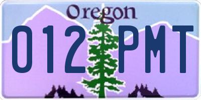 OR license plate 012PMT